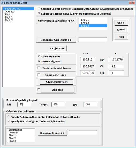 X-Bar and R Variables