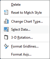 The select Data Menu to view the data source in Excel