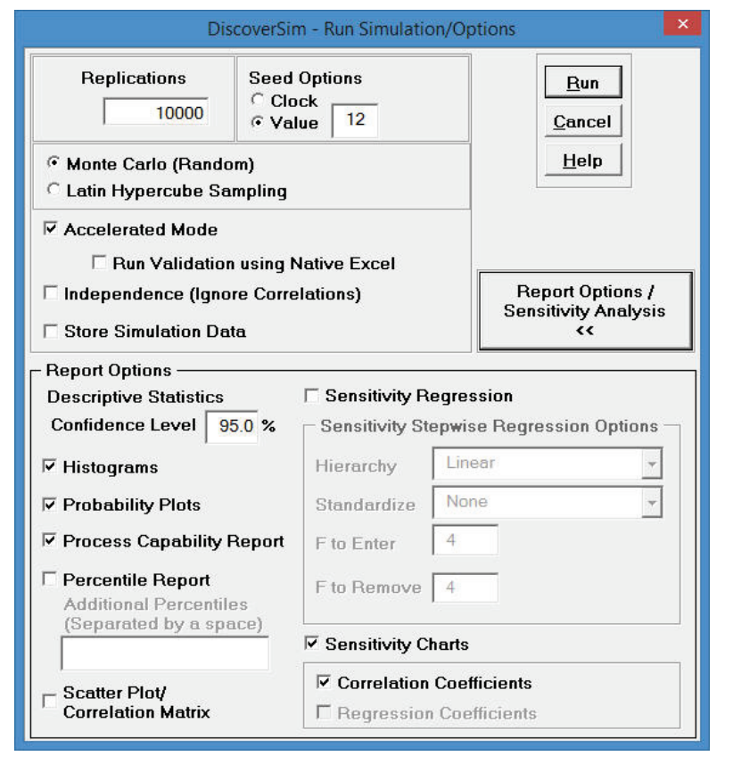DiscoverSim Simulation Options