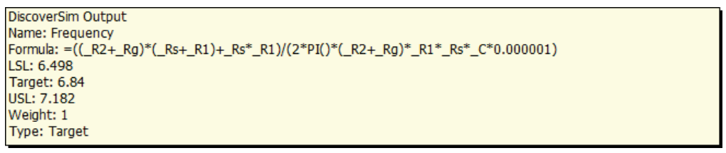 DiscoverSim Output Formula