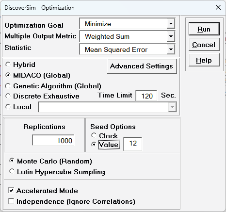 DiscoverSim practical tolerance design optimization settings