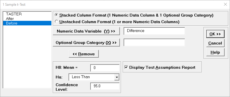 1 Sample t-Test