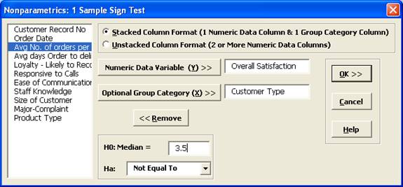 1 Sample Sign Test