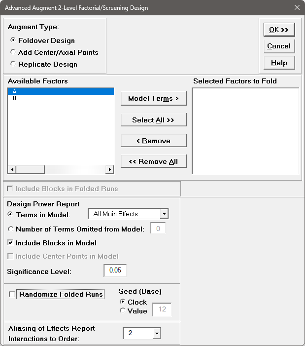 Augment Design Dialog - Foldover