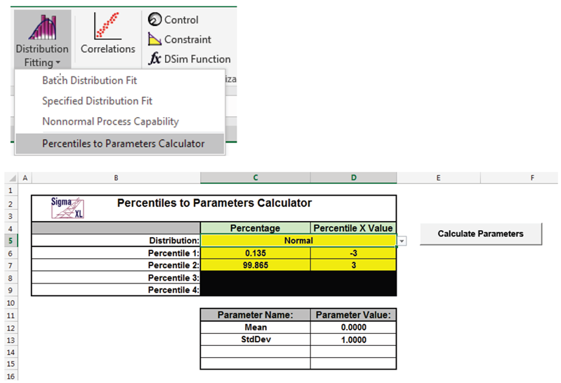 DiscoverSim Percentiles to Parameters Calculator