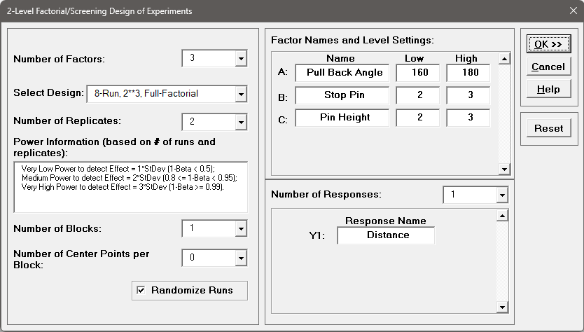 2 Level Factorial Design of Experiments