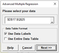 Advance multiple Regression select data